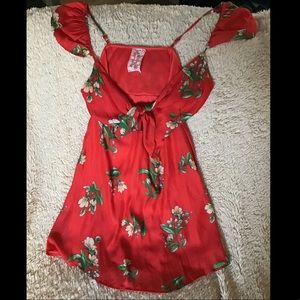 Coral/Red Boutique Minidress with Flower Print